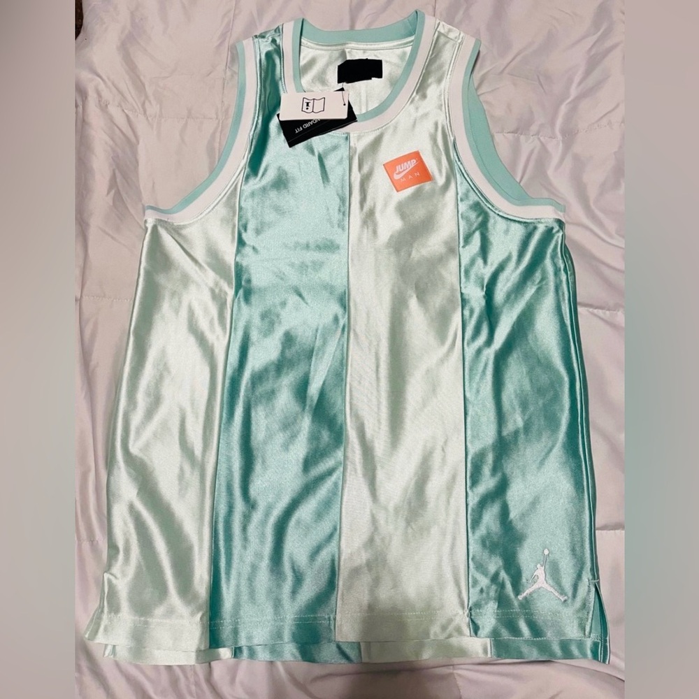 Jordan Men's Tank Top Mint Green and White Colorblock